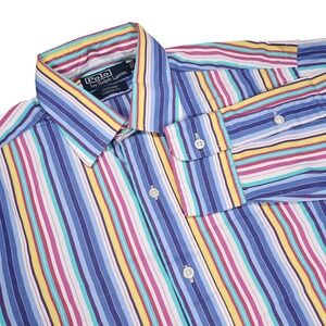 POLO BY RALPH LAUREN Mens M Multicolor Stripe Curham Classic Fit Button Up Shirt